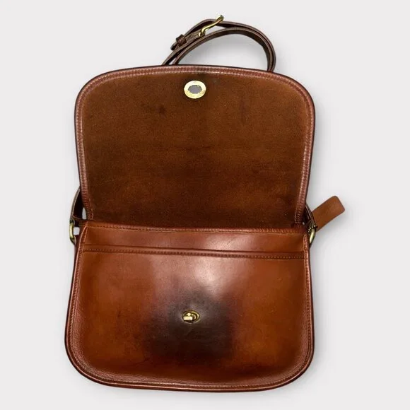 VTG Coach City Bag 9790 British Tan Leather Brass Turn Lock Handbag 90s USA +Tag - Picture 5 of 10